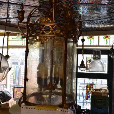 Klassische Gold-Pendelleuchte mit Glasschirm - Nr. 4474