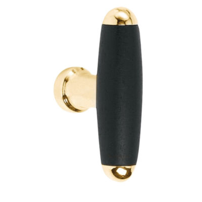 Massivholz-Möbelknopf Timeless 1932M Messing unlackiert/Ebenholz