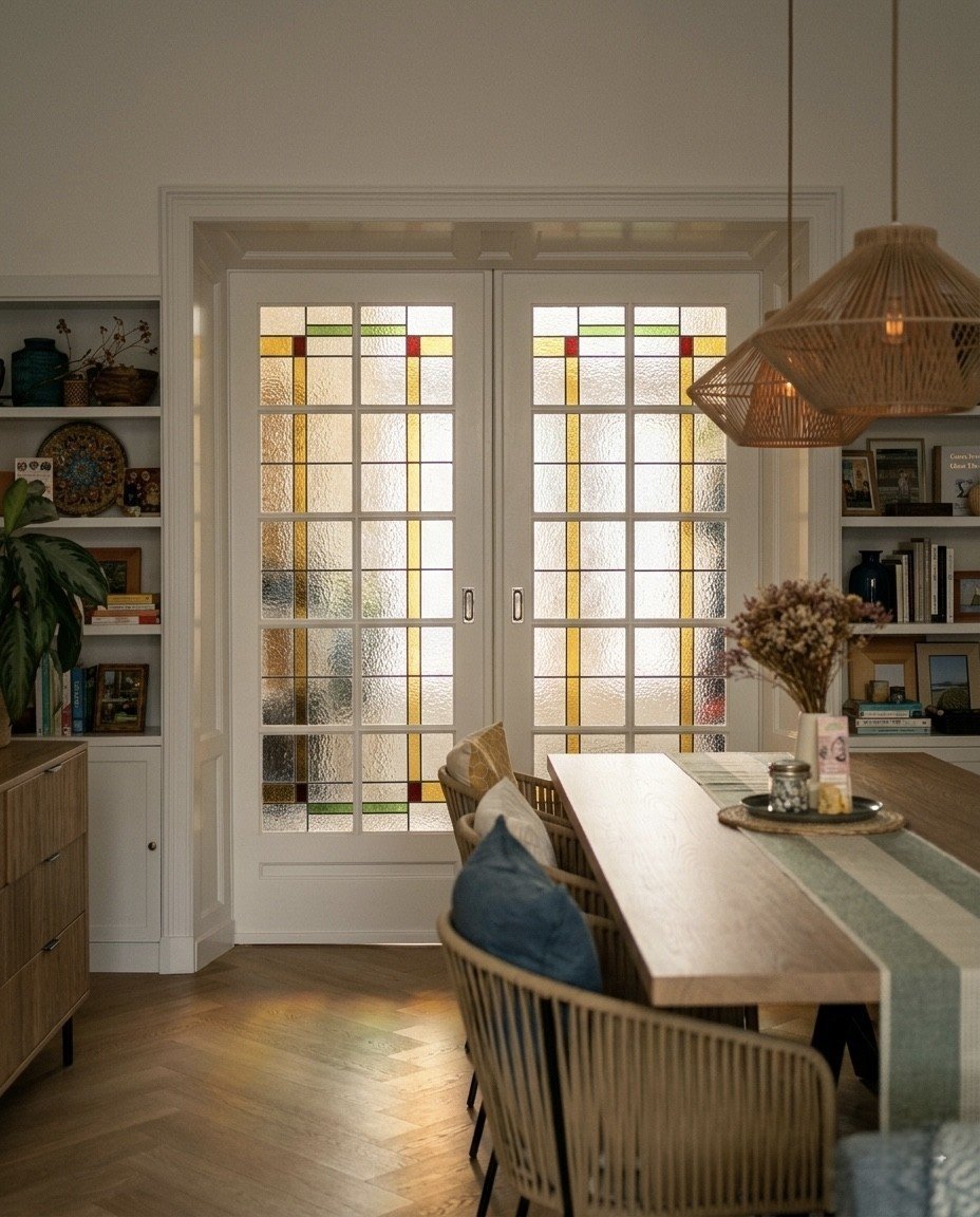 Schiebetüren aus Buntglas