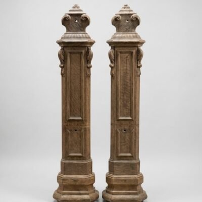 Antieke eikenhouten trappalen muur bevestiging | Set van twee | Artikelnummer 5386