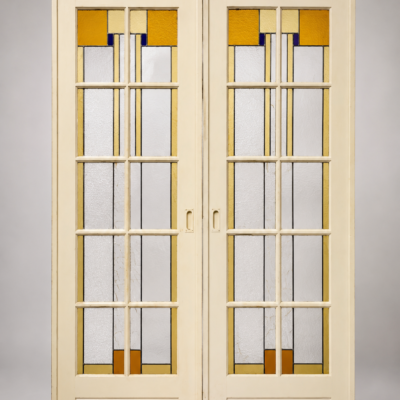 Antieke glas in lood schuifdeuren | 155,5 x 212 cm | Artikelnummer 5406